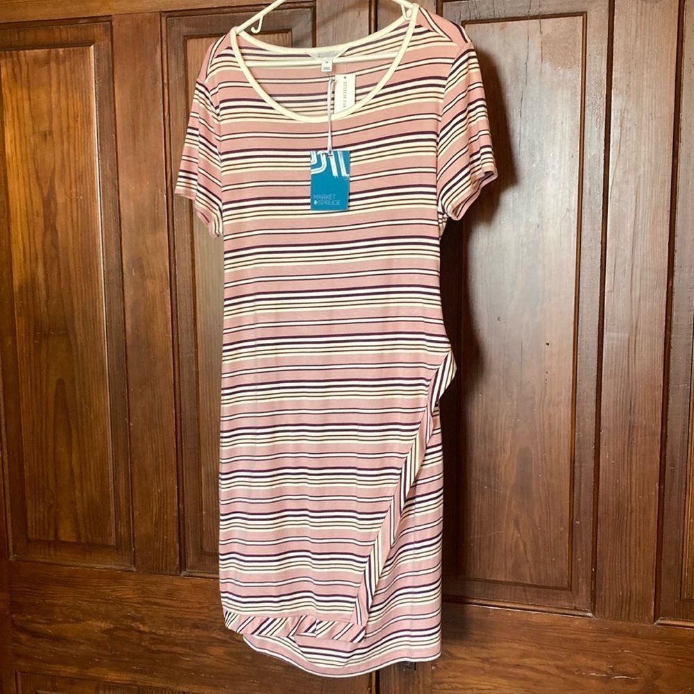 Market & Spruce Stitchfix New Bridgette Knit Dress Pink Purple Striped Size XXL